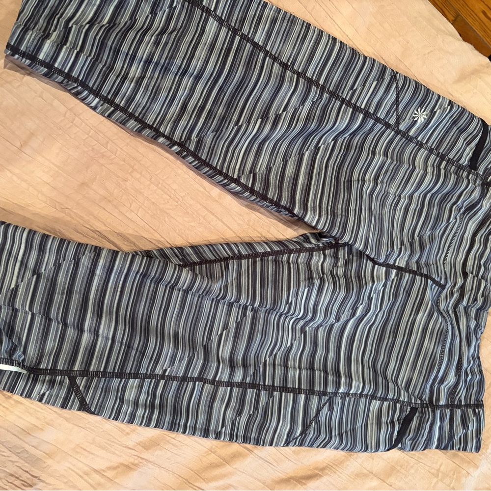 Athleta black and White/grey  Striped Pants Capri